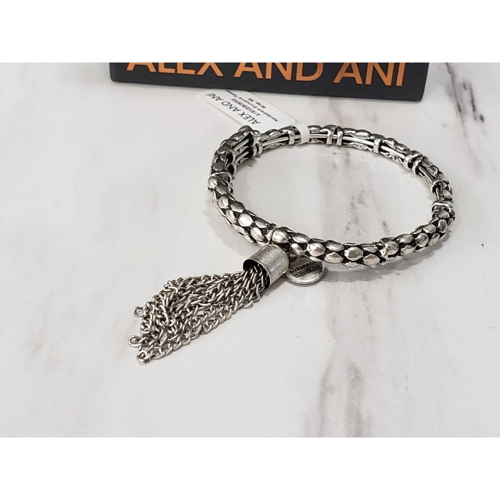 NEW NORDSTROM EXCLUSIVE Alex & Ani Silver Tassel Wrap bracelet SILVER TONE